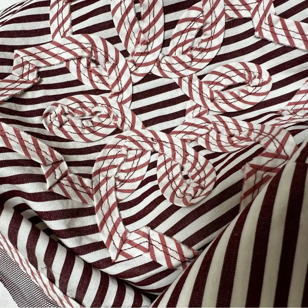 New Powder Pink Brown Striped Skirt‎ A-Line Office Siren School Teacher 3D Artsy